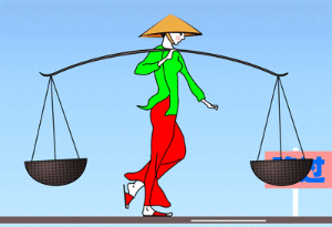挑着担子的女人路过