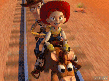 一起骑动物的卡通人