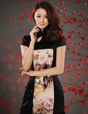 穿旗袍的清秀女子