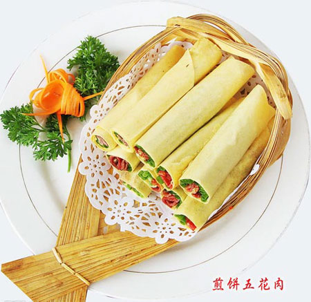 漂亮的煎饼五花肉