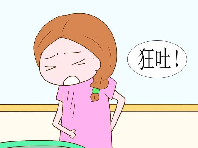 用手捂着肚子，有点想吐的感觉