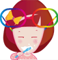 刷牙的皮蛋女