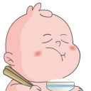 大口吃饭的胖家伙