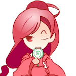 优雅舔糖果的卡通娃娃