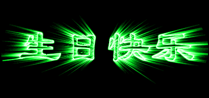 耀眼的大字“生日快乐”