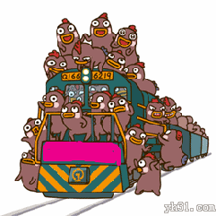 一群小幺鸡挤火车