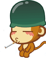 坐着抽烟的炮炮兵
