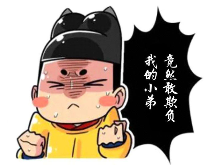 你竟然敢欺负我的小弟，朕很生气