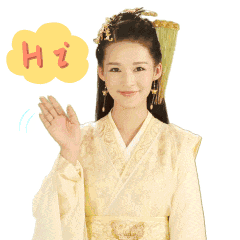 美女挥手打招呼，Hi