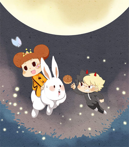 骑着玉兔抢月饼