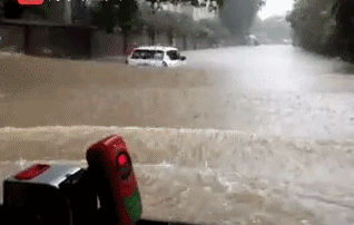 在水中飘浮行驶的小车