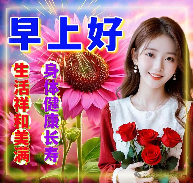美女版的早上好问候图片